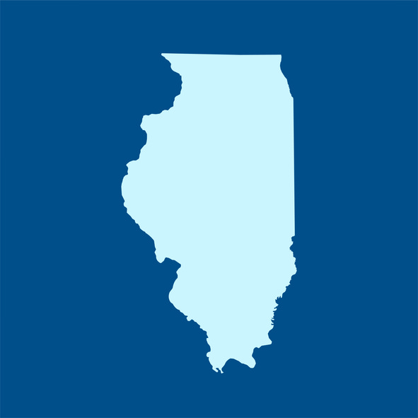 Illinois outlined in blue