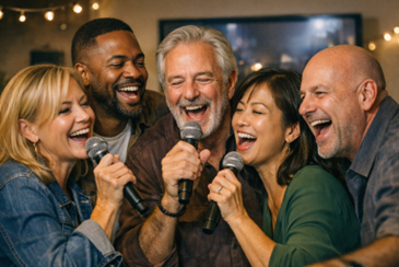 people singing karaoke
